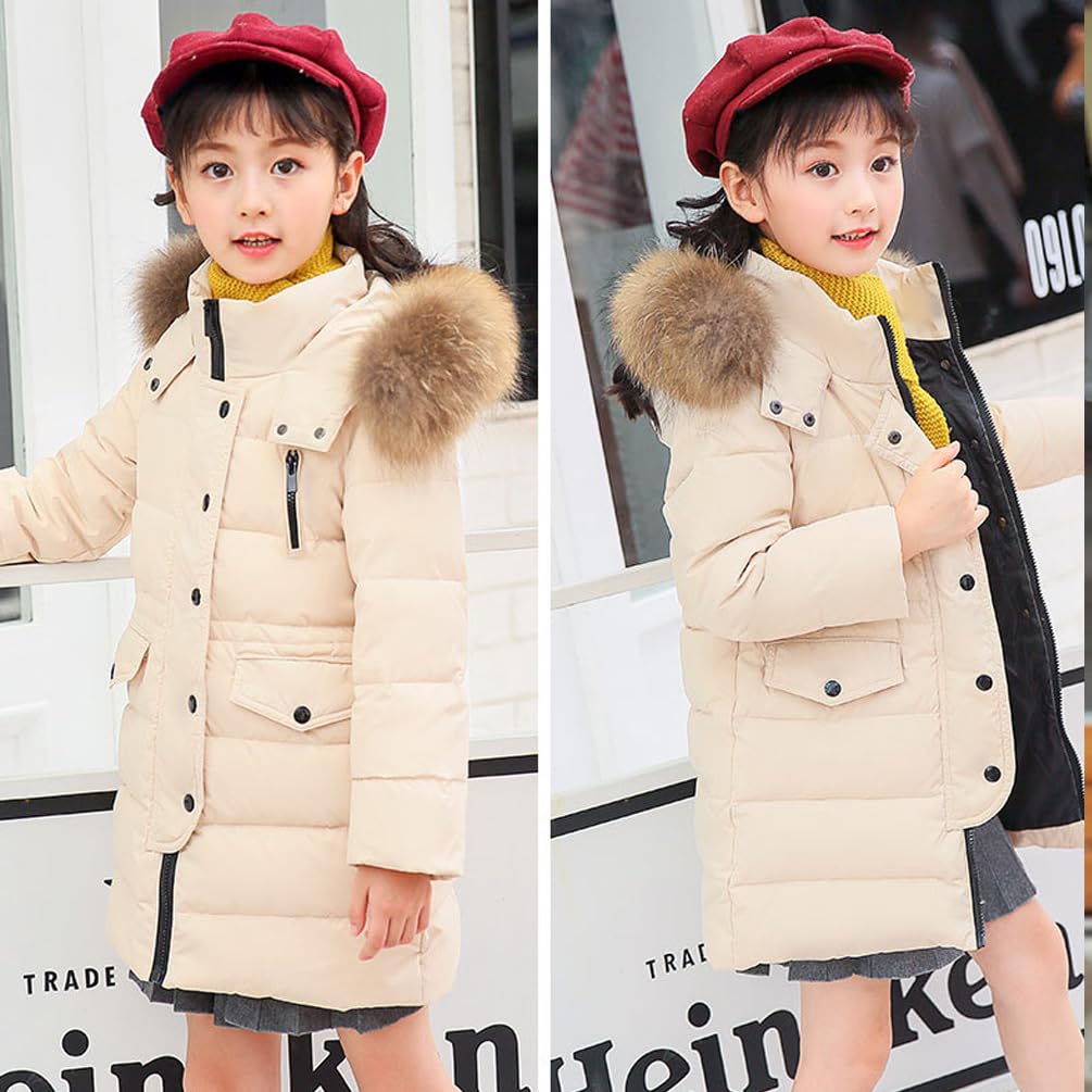 Abrigo Largo Invierno para Niño Niña Chaqueta Plumas con Capucha Ropa de abrigo de Invierno Caliente Acolchada Largo