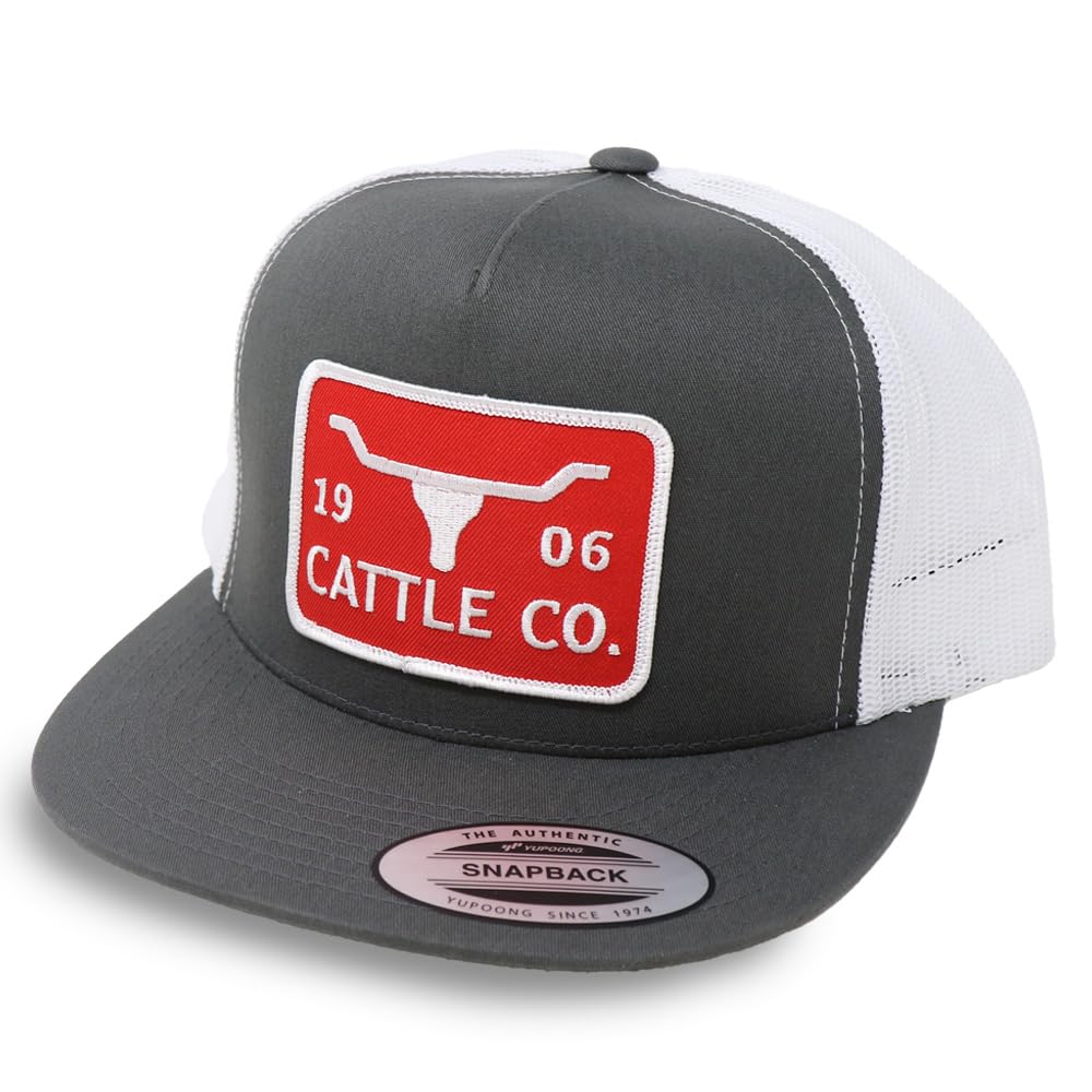 WHISKEY BENT HAT CO. Chisholm - 5-Panel 1983/1906 Cattle Co Logo Longhorn Patch Snapback Hat