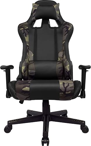 AudioTek Silla Gamer Videojuegos Gaming Reclinable Cómoda Consolas Pc Juegos Camuflaje Excelente Calidad Premium Computadora Ergonómica