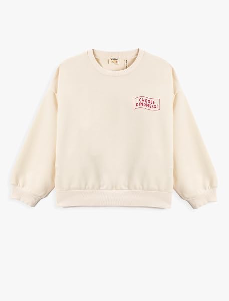 Koton Basic Sweatshirt Baskılı Detaylı Uzun Kollu Bisiklet Yaka