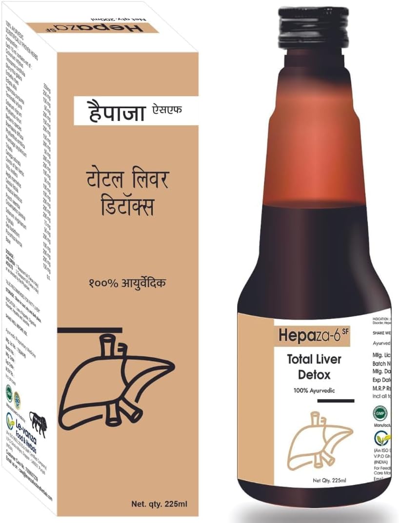 Hepaza-6 Liver Detox Syrup Liver Tonic Fatty Liver Tonic Liver Cleanse Tonic Liver Detox Ayurvedic Herbal Liver Detox Supplement 225Ml (pack of 1)