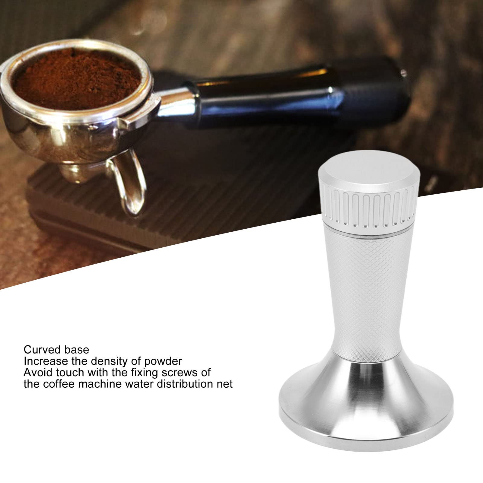 58.3mm Coffee Distributor & Tamper, Stainless Steel Espresso Presser Tool, Coffee Tamper with Espresso Stirrer, 2 in 1 Espresso Hand Tampers Espresso distribution Tools(silver)