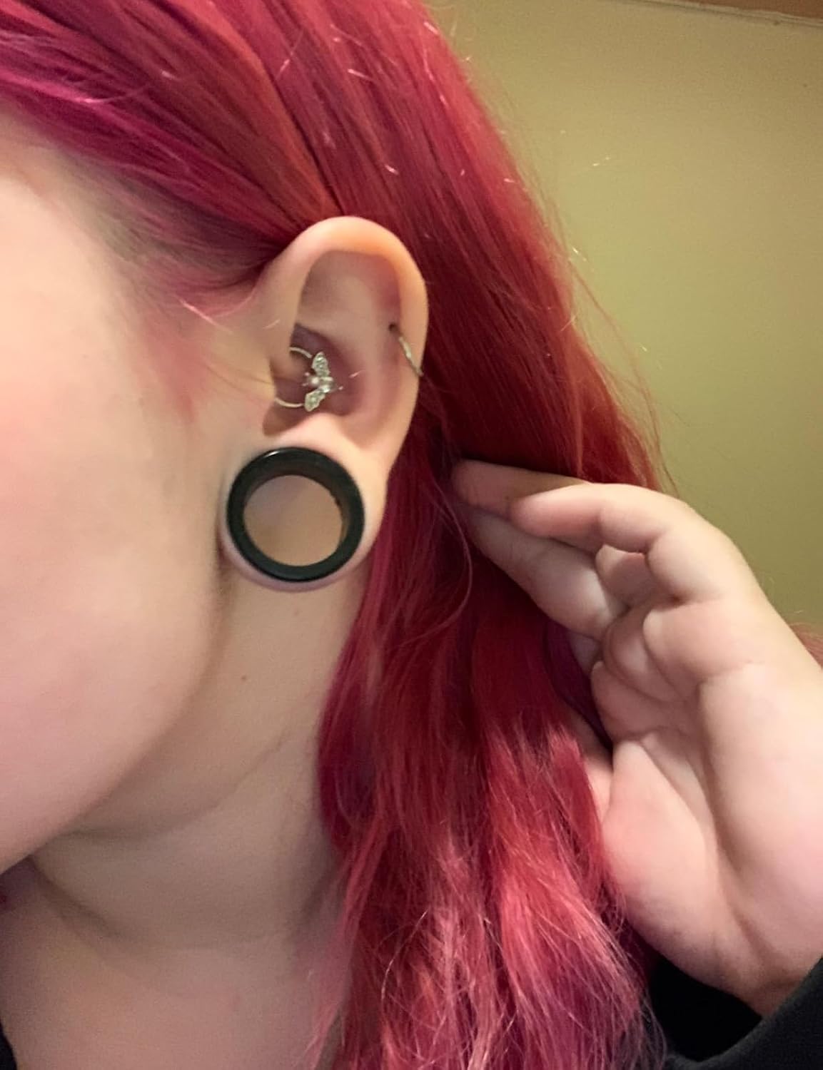 6G-50mm Acrylic Thin Black Gauges for Ear lightweight Tunnels Black Double Flared Ear Flesh Plugs Tunnels Earrings for Women Men