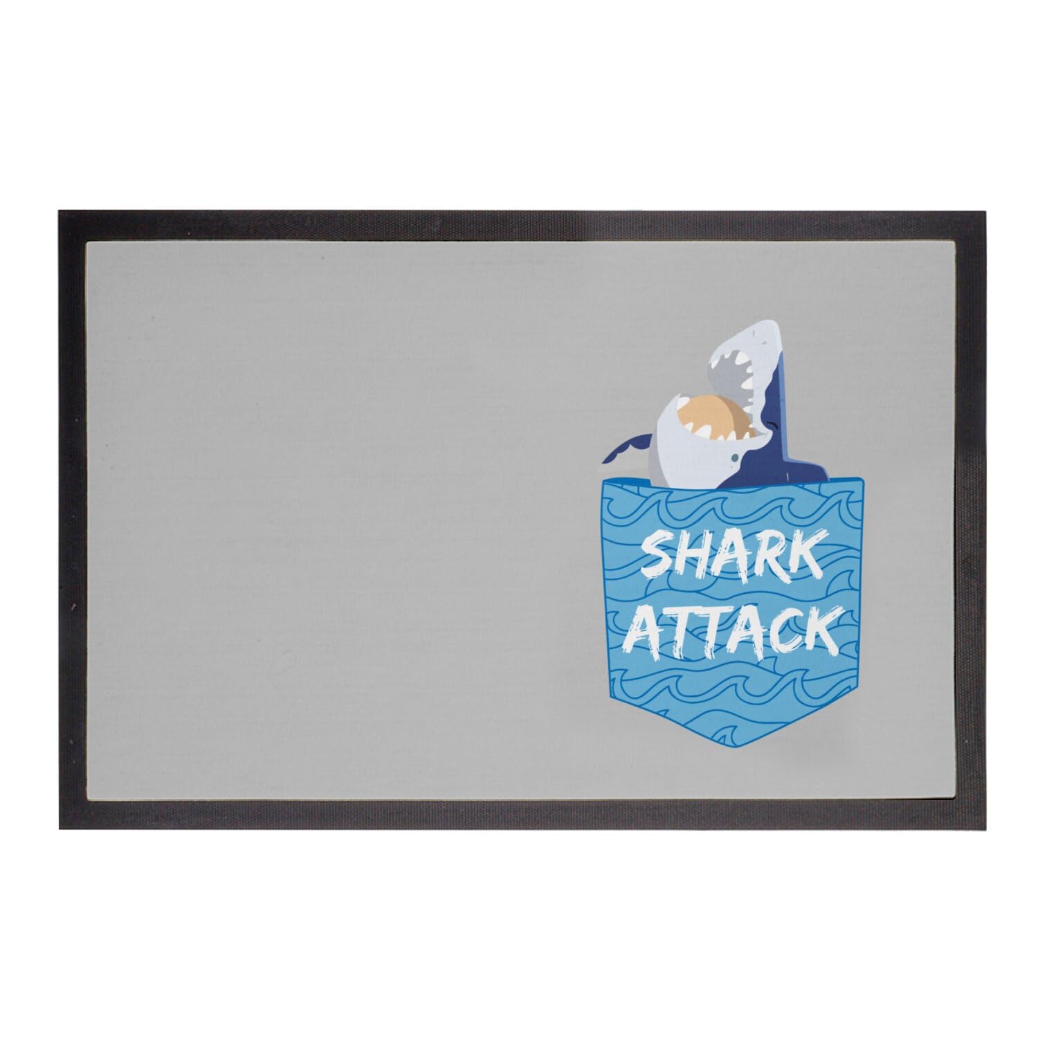 Paillasson gris anti saleté Shark Attack surprise 75x50 cm pour entrée propre