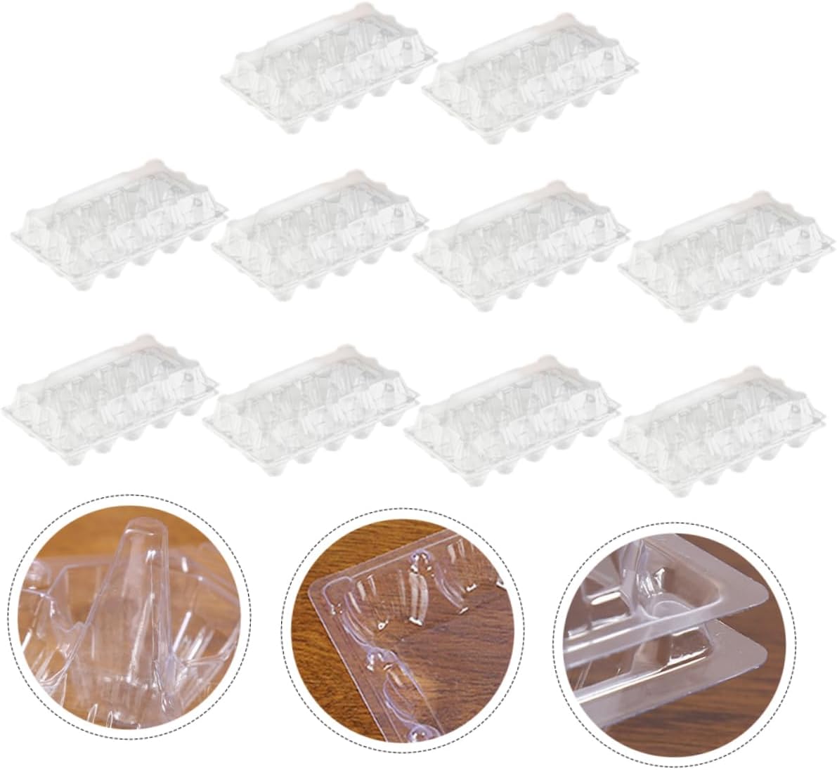 15-Pack PET Egg Holder Trays Portable Egg Storage Plates for Kitchen for Refrigerator