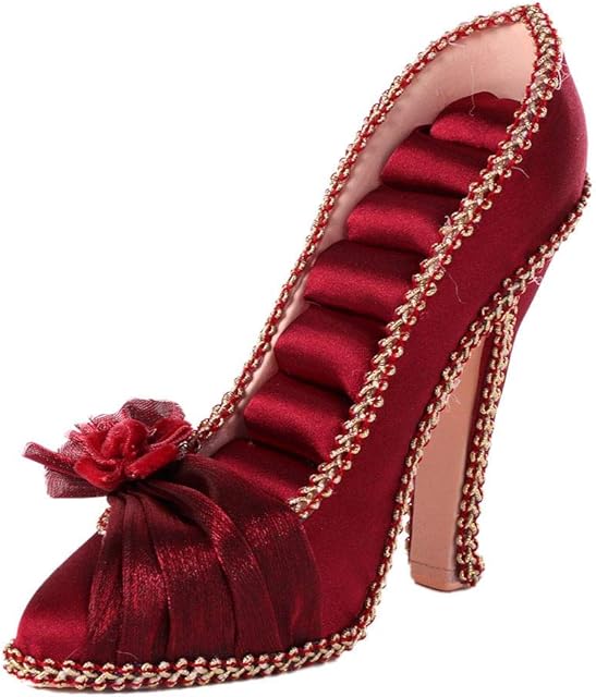 Jewelry Stand, 4 Piece Pendant Necklace Earrings Bracelet Ring Shoes Dress Jewelry Model Display Stand (wine Red)(Wine red high heels)