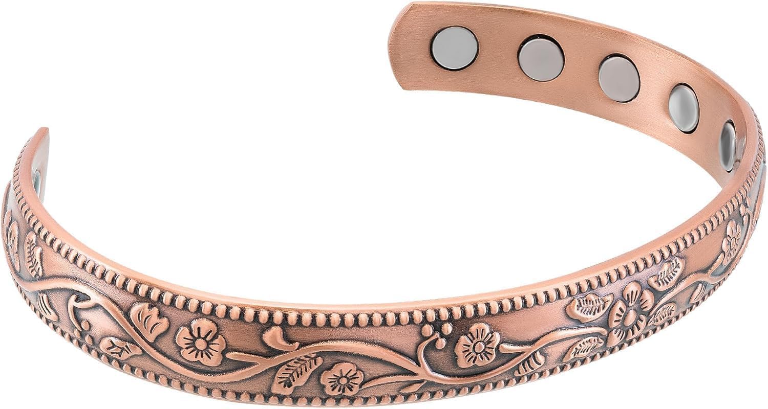 MagnetRX® Pulsera magnética para mujer, cobre puro 99.9% ajustable
