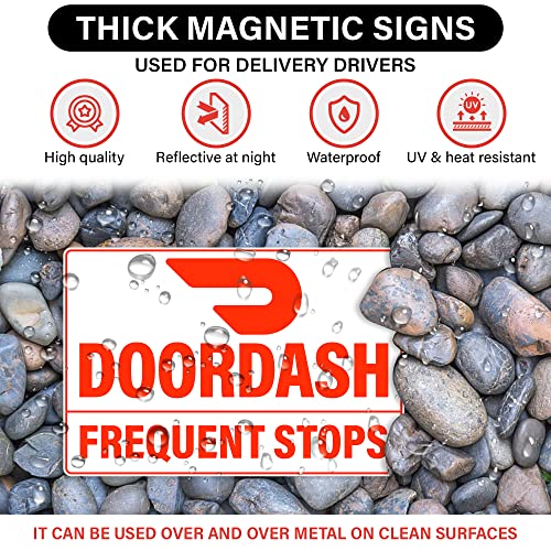 Image of (3 Pack) Heavy Duty Doordash Car Magnets Door Signs for Delivery Drivers, Dashers Accessories (White Background)