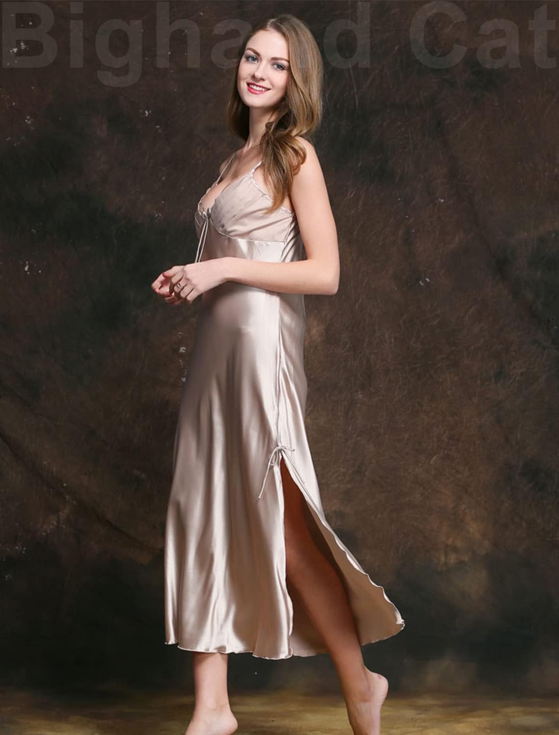 IIG Womens Long Satin Full Slip Dress Adjustable Spaghetti Strap Chemise Nightgown - Image 4