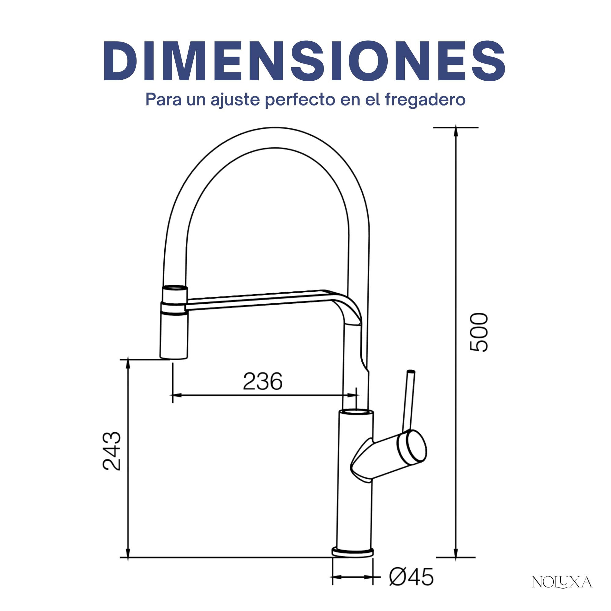 IMEX - Grifo Cocina Dorado Extraíble | Grifo Monomando Fregadero | Griferia Cocina con Ducha Flexible 360º | Grifería en Latón | Serie Sena | Color Oro Cepillado