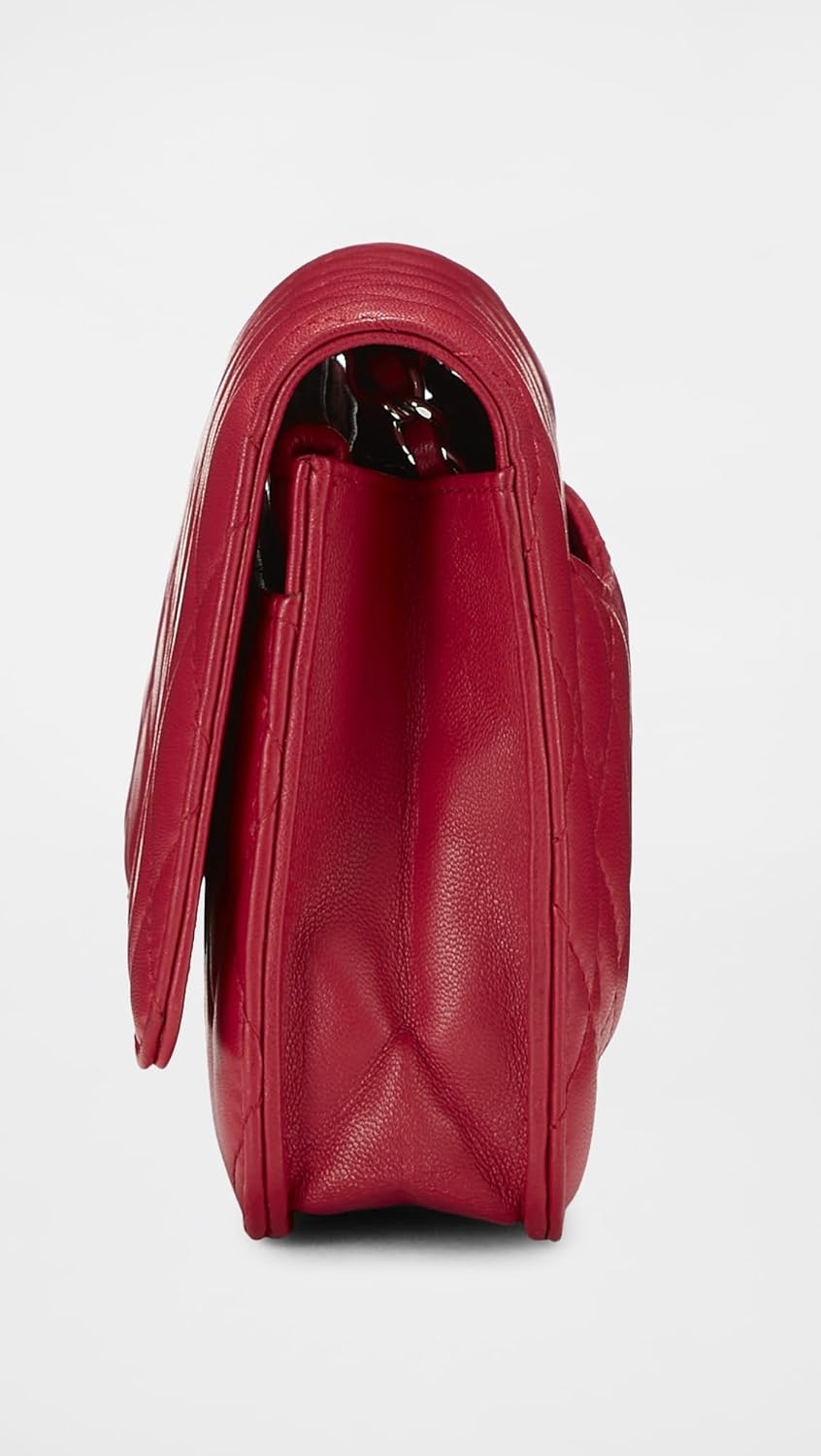 Chanel Women's Pre-Loved Red Lamb Classic Quilted Wallet On Chain, Red, One Size - Image 4