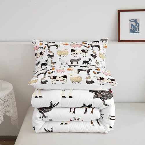 Miniatura 6 de Farm Aninmal - Juego de ropa de cama para niños, divertido juego de edredón de animales de granja para adolescentes y niñas, juegos de edredón de