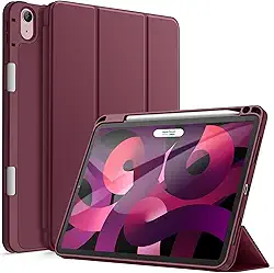 JETech Capa para iPad Air 11 Polegadas M3/M2 (2025/2024), iPad Air 5/4 (10,9 Polegadas, Modelo 2022/2020) com Porta Pencil, Suporte para Carregamento de 2º Pencil, Capa Fina para Tablet (Vinho)