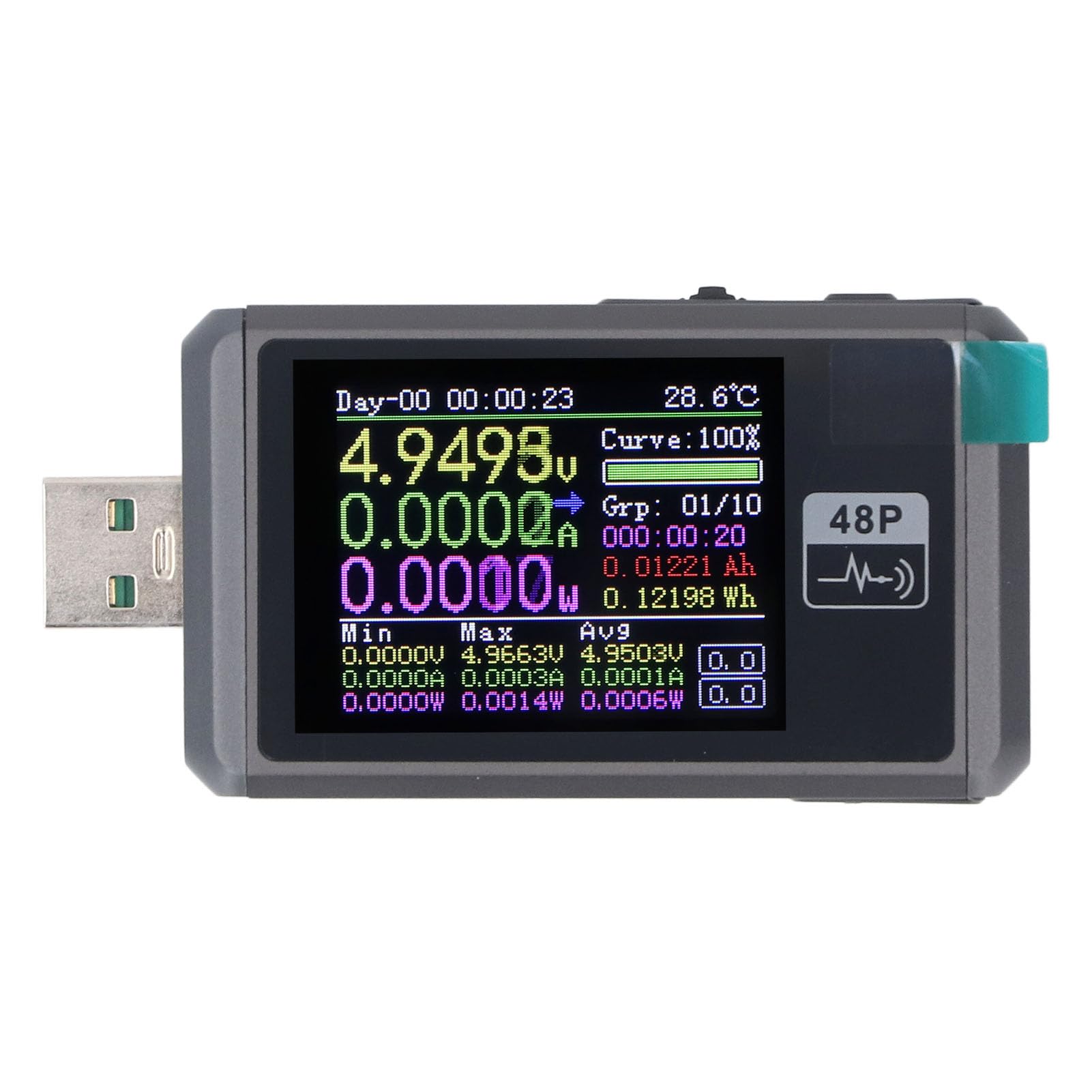 Multimetr USB, Miernik Napięcia i Prądu, Tester Baterii z rejestracją Danych dla USB, ładowarka Mobilna, Wykrywanie Kabli