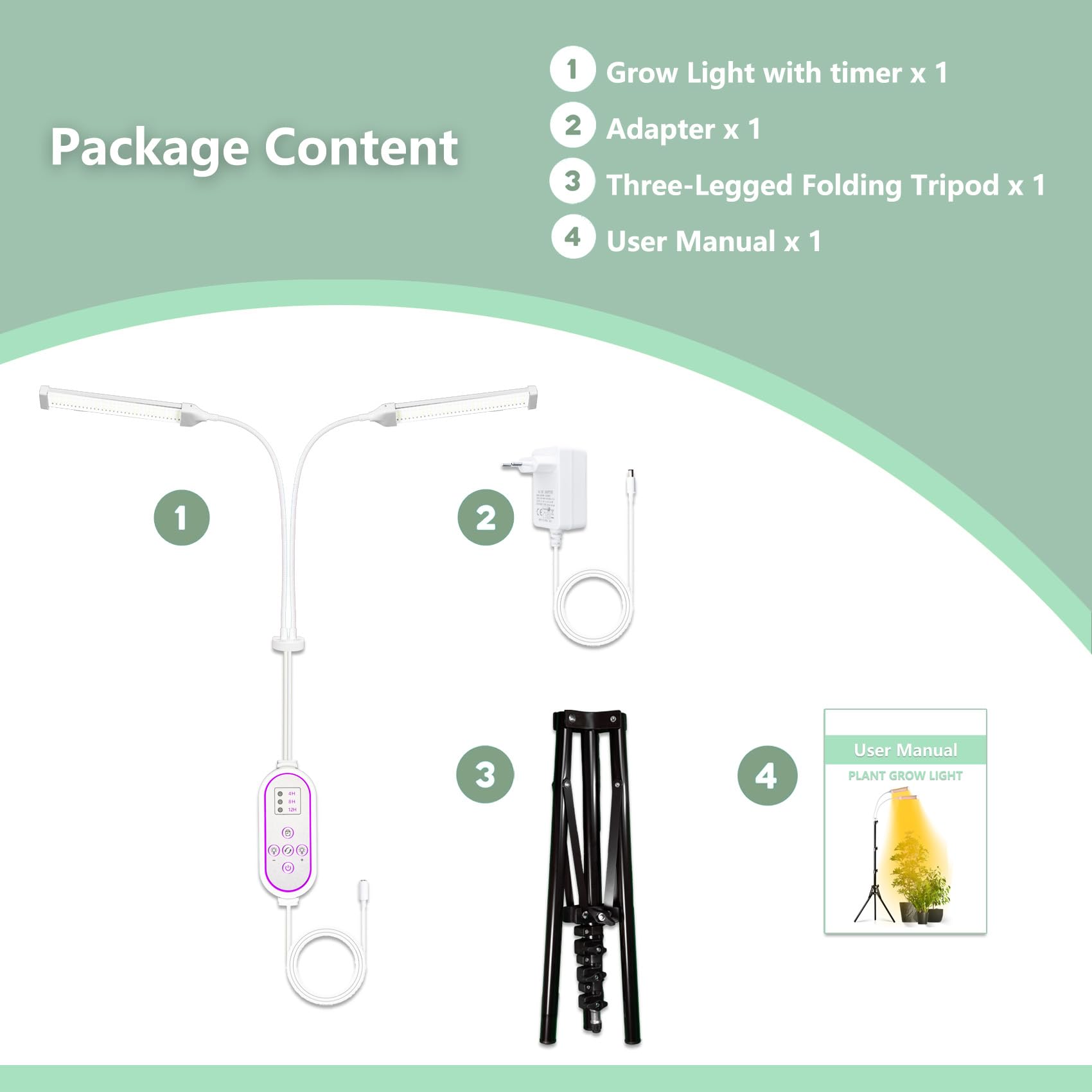 Pflanzenlampen LED Vollspektrum, Pflanzenleuchte Pflanzenlicht mit Ständer Pflanzen LED Wachstumslampe für Pflanzen mit Zeitschaltuhr 3 Farbmodi 10 Lichtstärken (210 LEDs Stand)