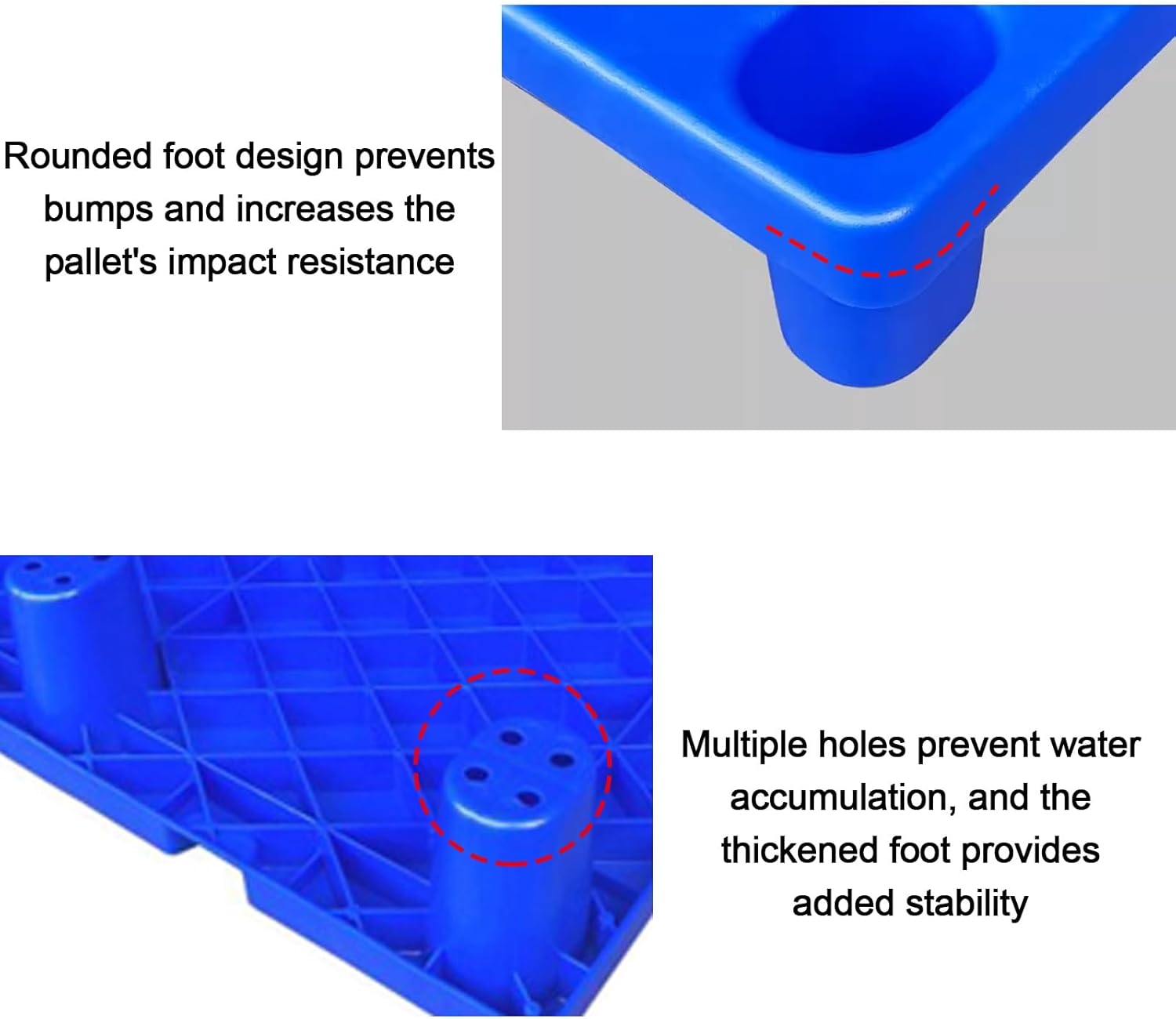 Plastic Pallets for Outside, HDPE Plastic Pallets, Nestable, Waterproof, Feet with Drainage Holes, for Basement Garage Supermarket(Yellow)