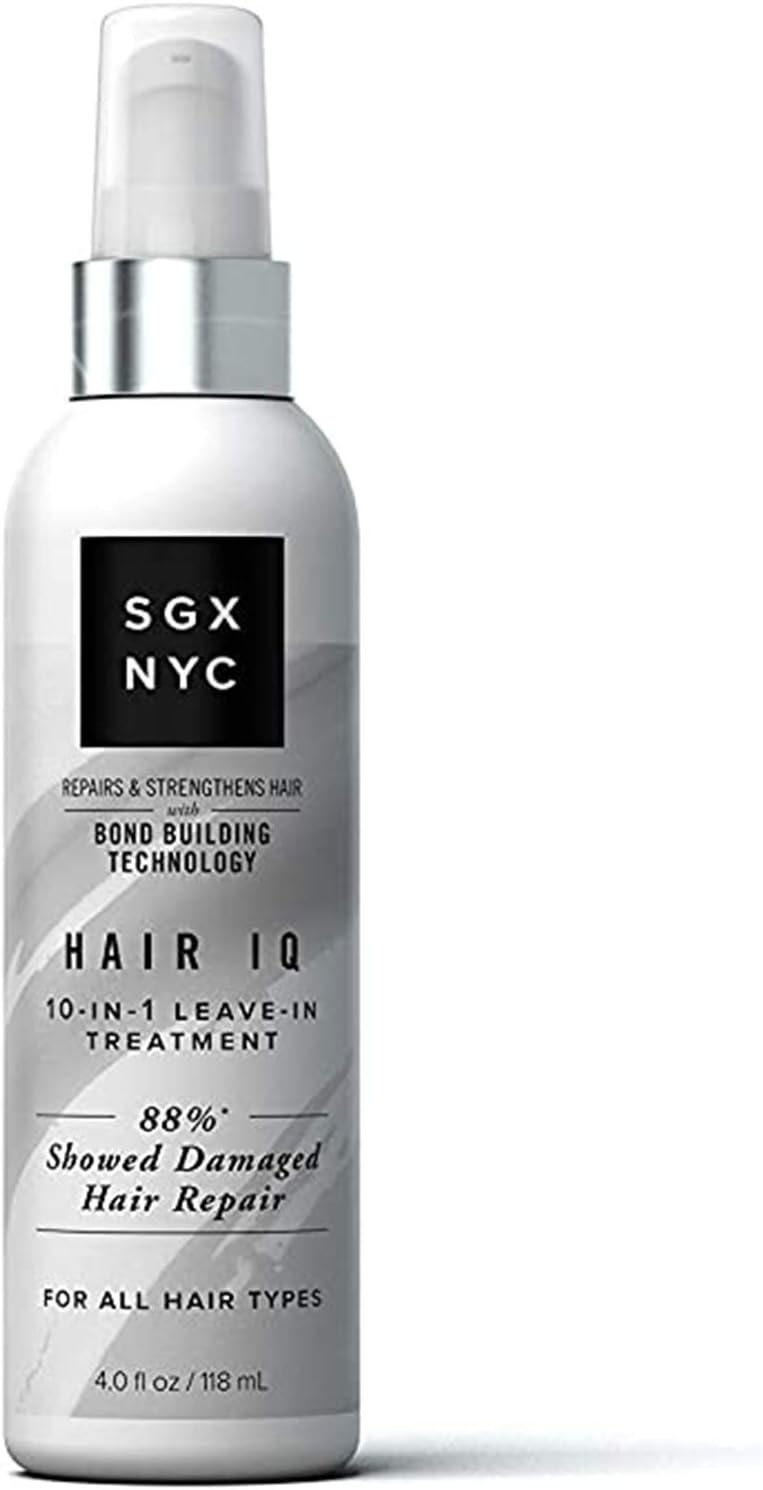 SGX NYC Hair IQ - 4 Fl Oz - For All Hair Types - 10-in-1 Leave In Treatment for Damaged Hair - Infused with Biotin and Hyaluronic Acid - Exclusive Bond Technology to Strengthen and Repair Hair Damage