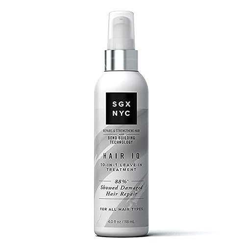 SGX NYC Hair IQ - 4 fl oz - Para todo tipo de cabello - 10 en 1 dejar en tratamiento para cabello dañado - Infundido con biotina y ácido hialurónico
