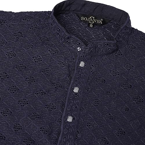 Image of SOJANYA (Since 1958 Men's Pure Cotton Sequence Kurta & Pyjama Set