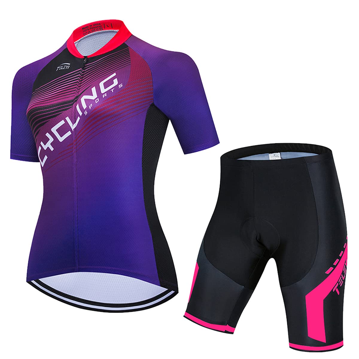Hotlion Damen Radtrikot Set Trägerhose Anzüge Sommer Rennrad Kleidung