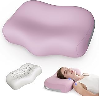 Memory Foam Pillows, Queen Cervical Neck Support Deep Sleep Orthopedic Contour Pillows, Ventilated Bed Pillow for Side Back Stomach Sleepers, Neck and Shoulder Pain, Cooling Pillow (Purple)