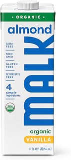 Malk Organic Shelf-Stable Vanilla Almond Milk, 32oz - Dairy-Free Vegan Alternative, Non-GMO, 4 Clean Ingredients