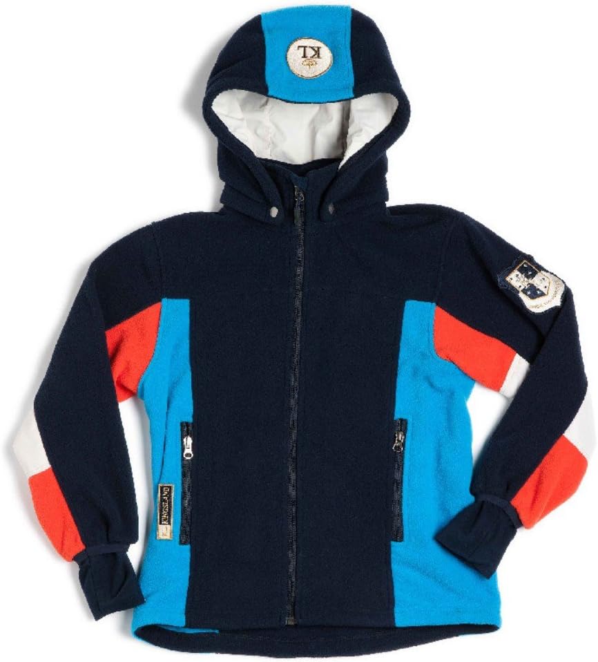 Kingsland Equestrian Unisex Modesto Fleece Jacket with Removeable Hood-Navy/Cream/Red