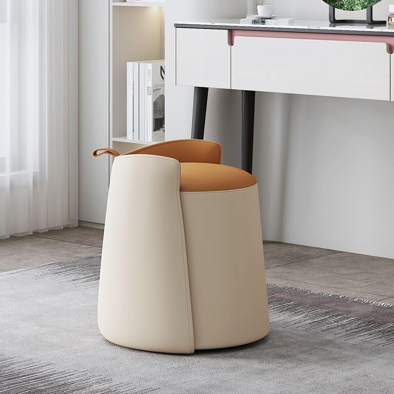 Silla de tocador de cuero y taburete decorativo para dormitorio funcional