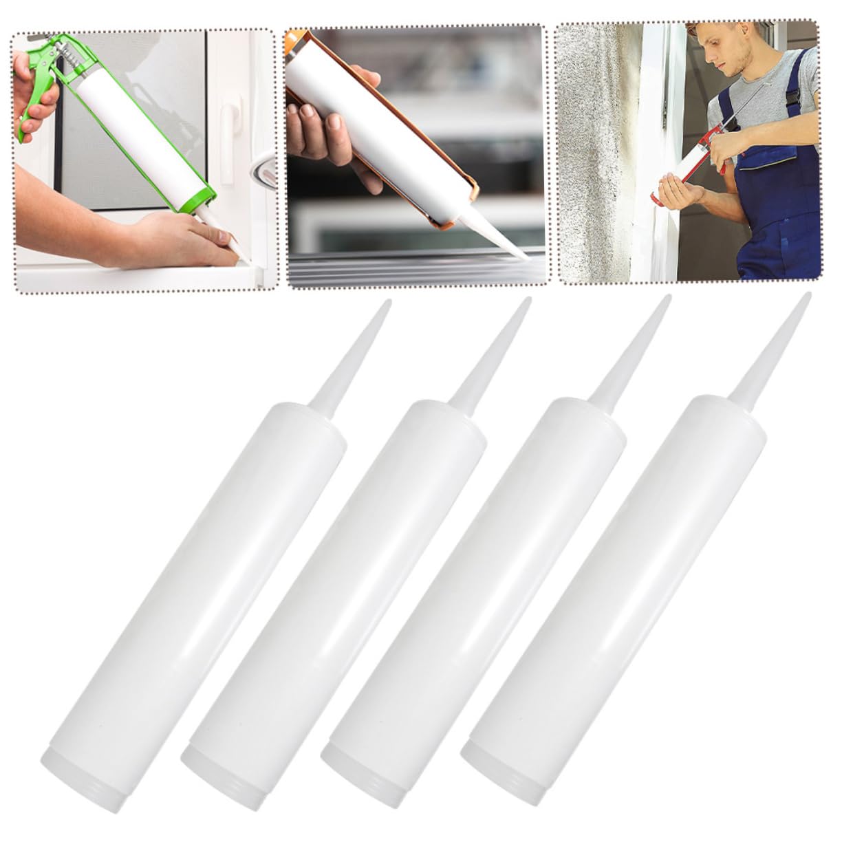 Angoily 5 Ensembles Cartouche De Mastic Vide Soupape Drain Scellant Bloc Buse Tube De Brillant À Lèvres Vide Produit D'étanchéité Pour Tuyaux Liquide Joint Plastique Blanche 4 Pièces * 5