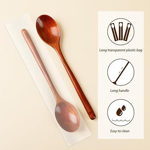 Miniatura 4 de 6 cucharas de madera utensilios de cocina de madera, cucharas de madera para comer cucharas de sopa, cucharas de mango largo, cucharas de madera,