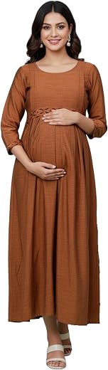 DUMMY SHAPE Feeding Kurtis for Women Cotton Rayon | Floral Pregnancy Anarkali Kurta with Dual Nursing Zippers to Pre &amp; Pos...