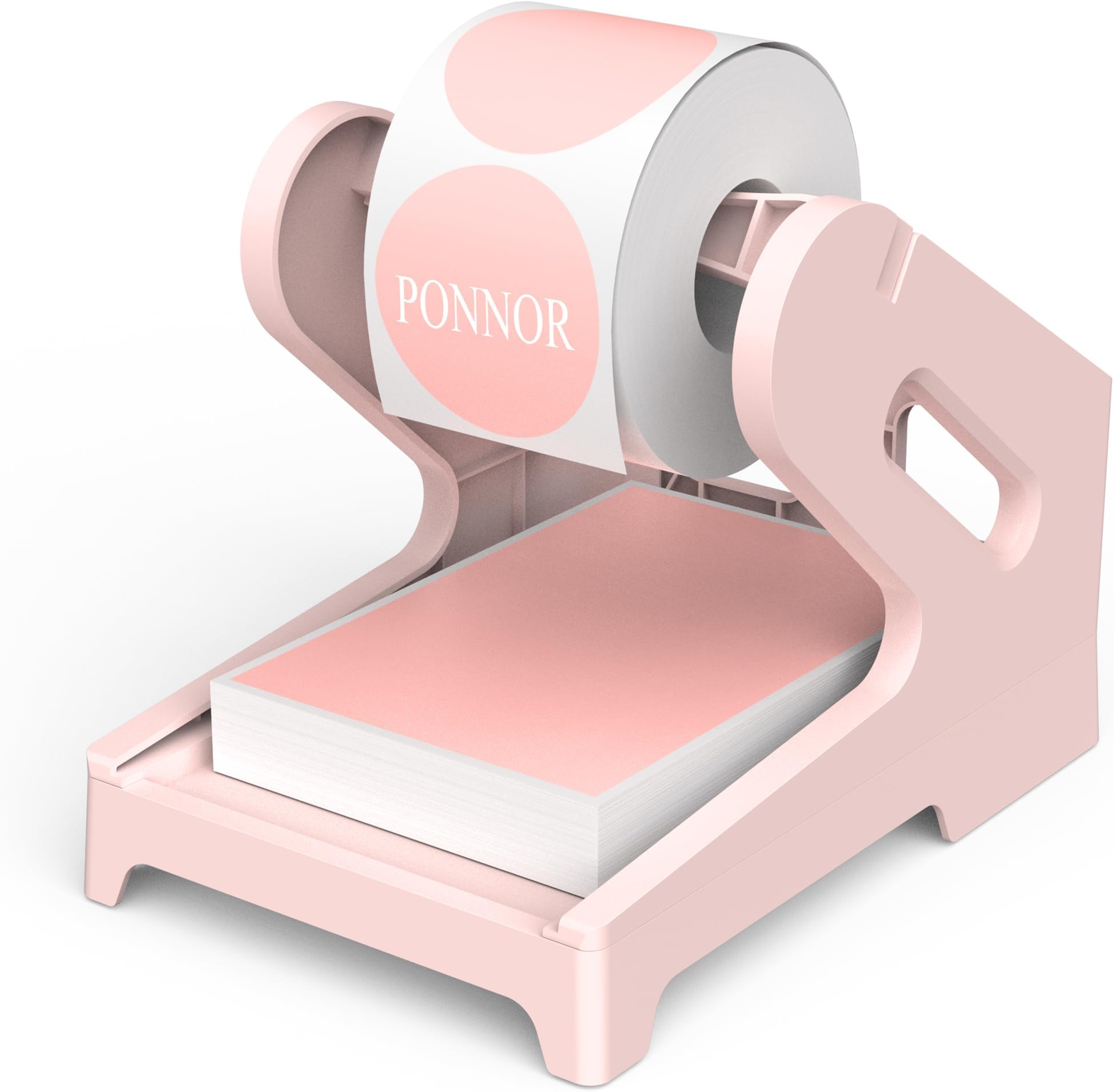 PONNOR Label Holder Thermal Label Holder for Rolls and Fanfold Labels Shipping Label Stand Desktop Printer DIY Accessory Supplies for Home, Office (Pink)