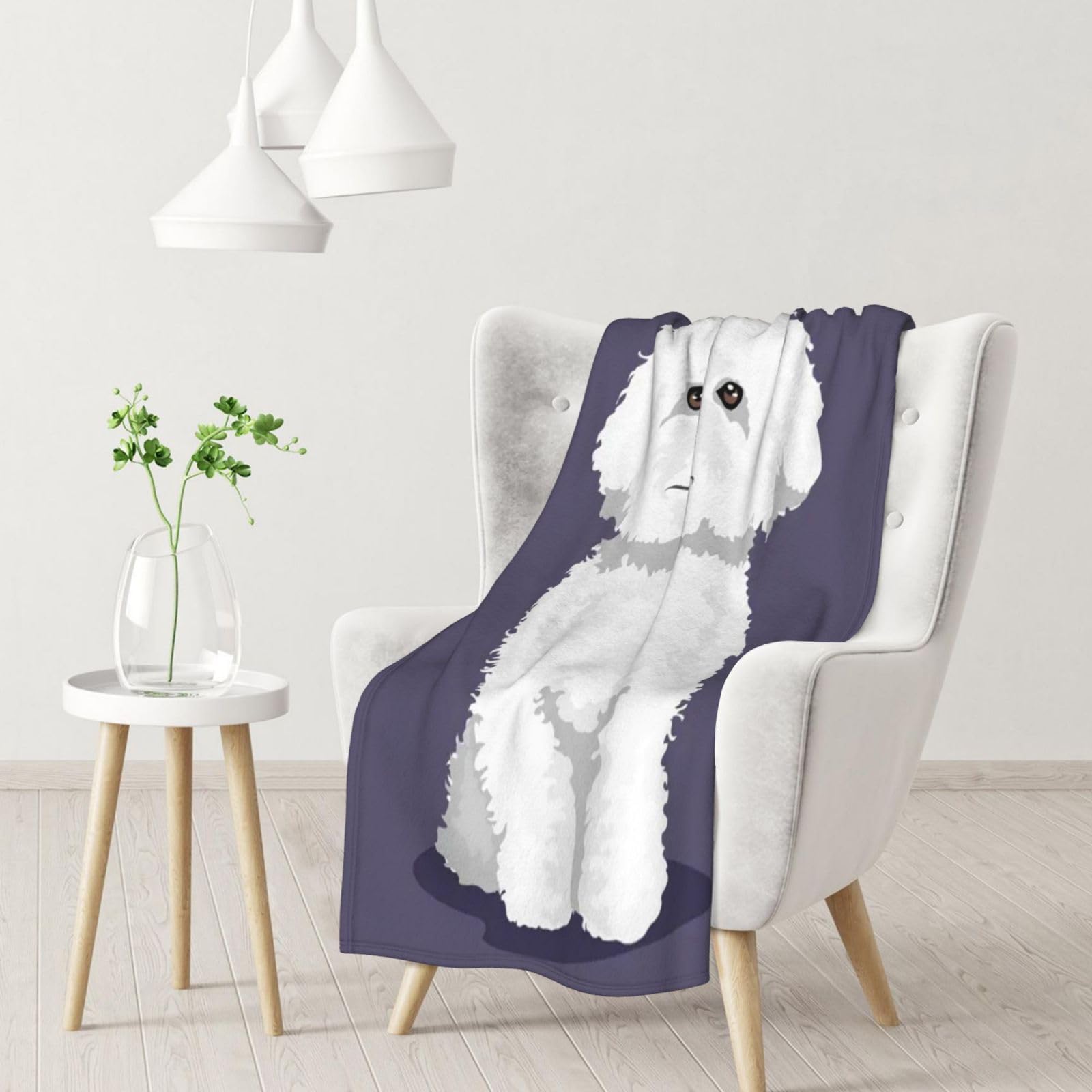 YOFIEN White Bichon Frise DogFlannel Throw Fluffy Blanket for Couch, Soft Cozy Blankets
