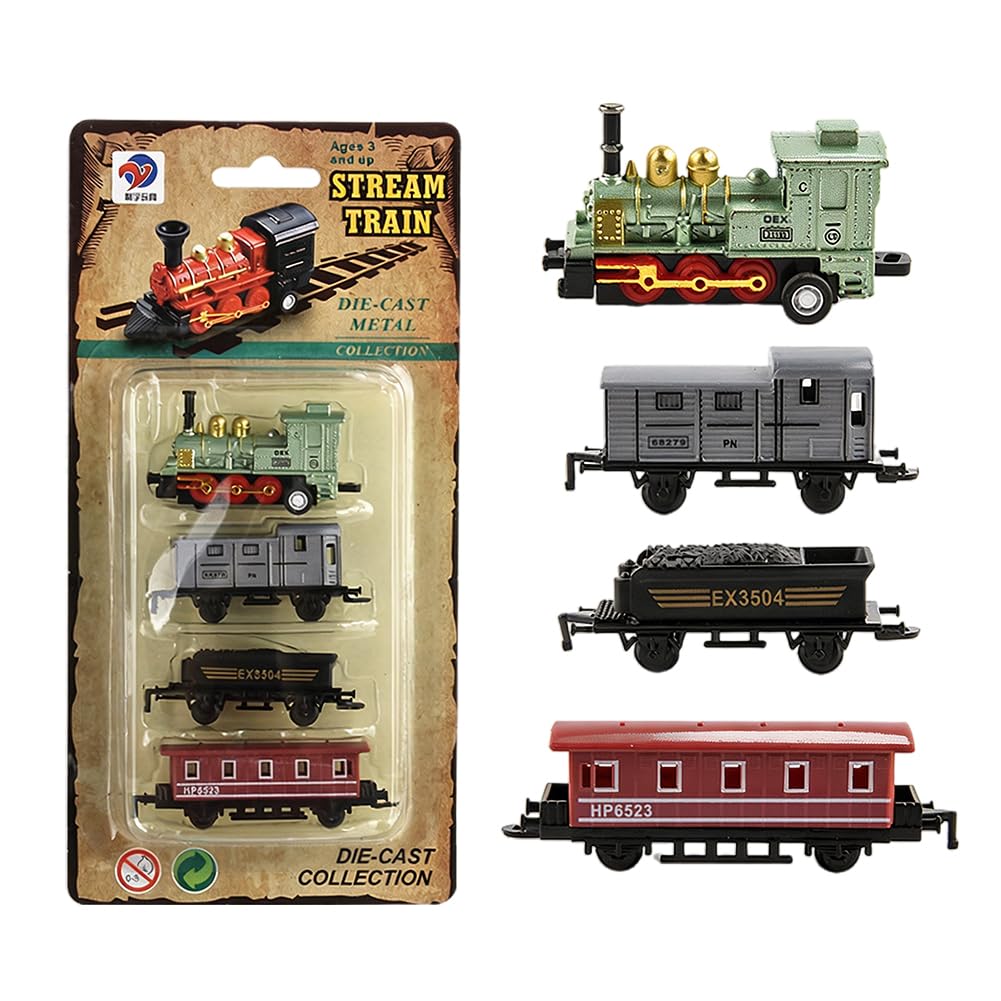 QYEHF Mini Simulated Retro Steam Train, Pull-back Train Model, Train Model Toy Decoration,Educational Toy for Boys & Girls Kids Gift (green)