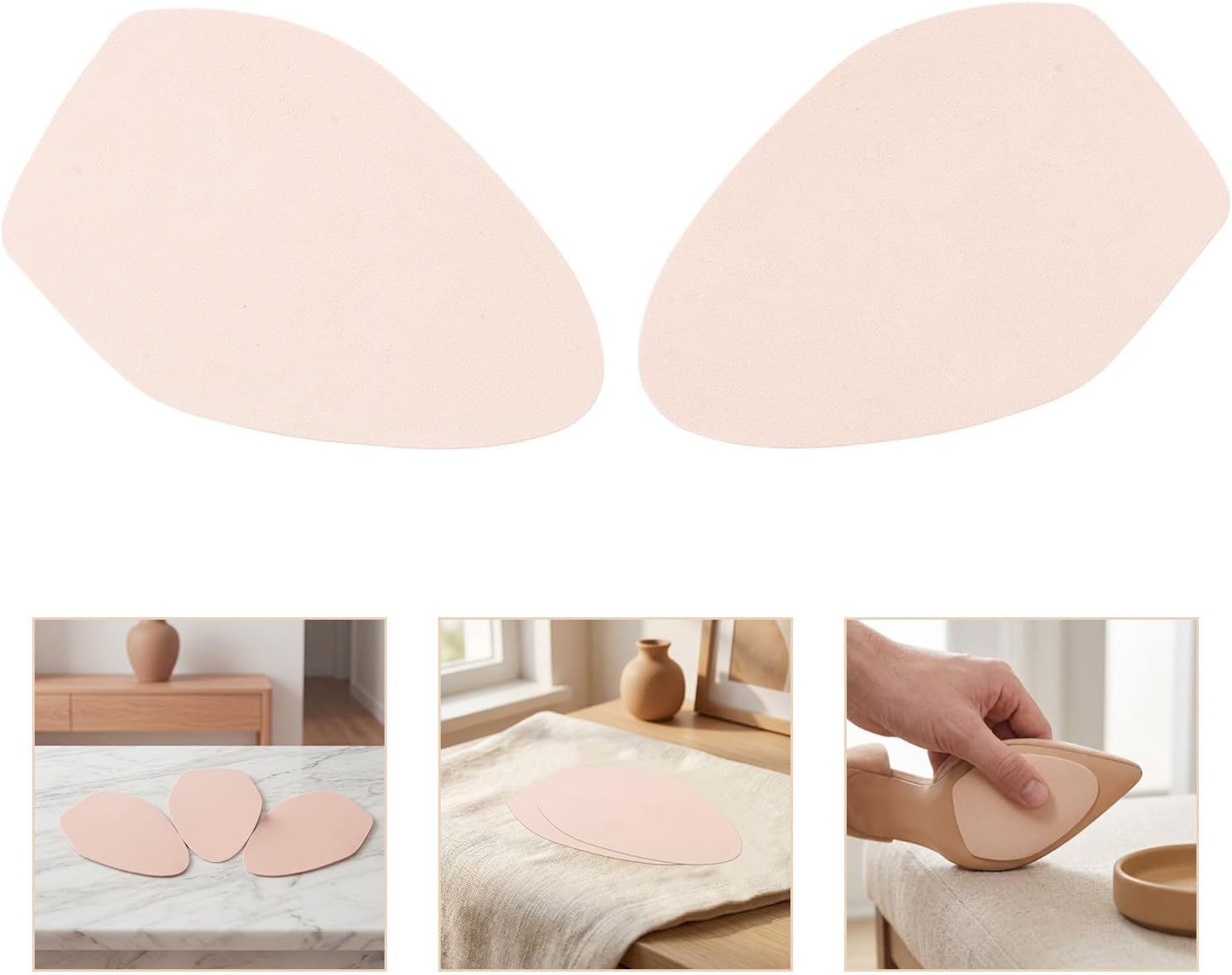 6 Pairs Anti Skid Suede Shoe Pads for Women’s High Heeled Shoes Self-Adhesive Oval Beige Sole Protectors with Elegant Adhesive Suede Soles for Dance Practice on Wooden Floors