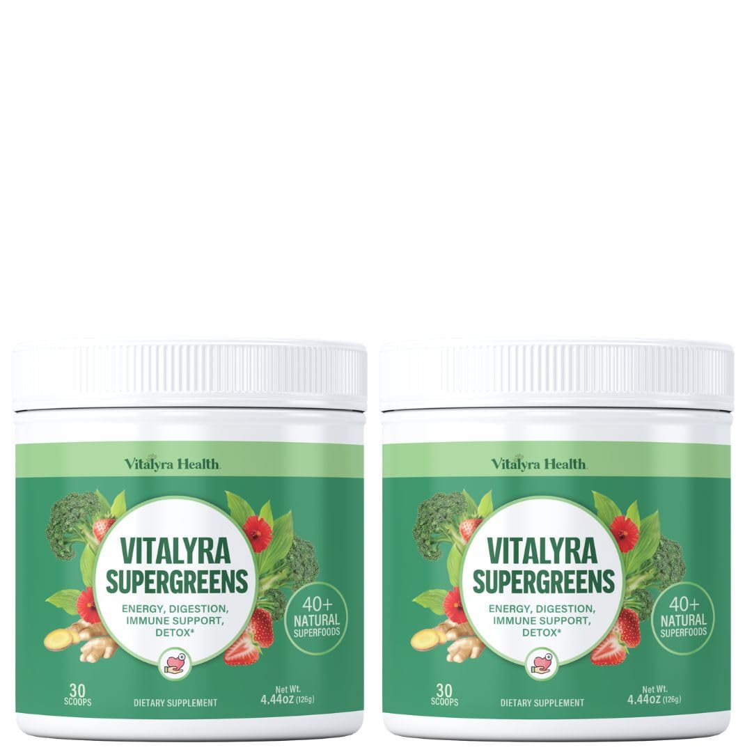 Vitalyra Health Suplemento de Vegetais em Pó com Spirulina e 40+ Superalimentos, 853 g, pacote com 2
