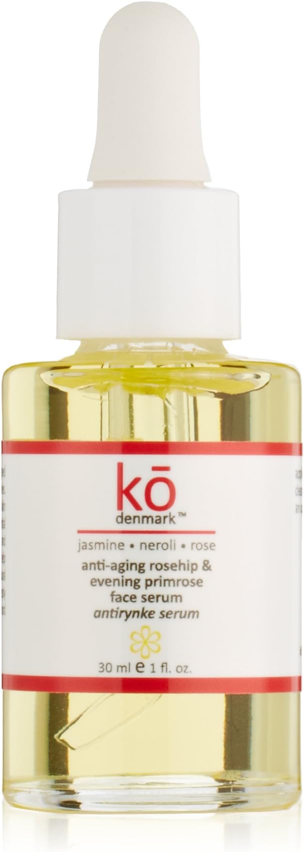 Ko Denmark Anti-Aging Rosehip and Evening Primrose Face Serum, Jasmine Neroli Rose, 1 Ounce