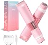 Bikini Trimmer for Women - 2 in 1 Painless Electric Razors for Women, IPX7 Waterproof Rechargeable LED Dual Head Electric Shaver for Lady Bikini Underarm, Body, Leg, Face Hair Remove - Light Pink