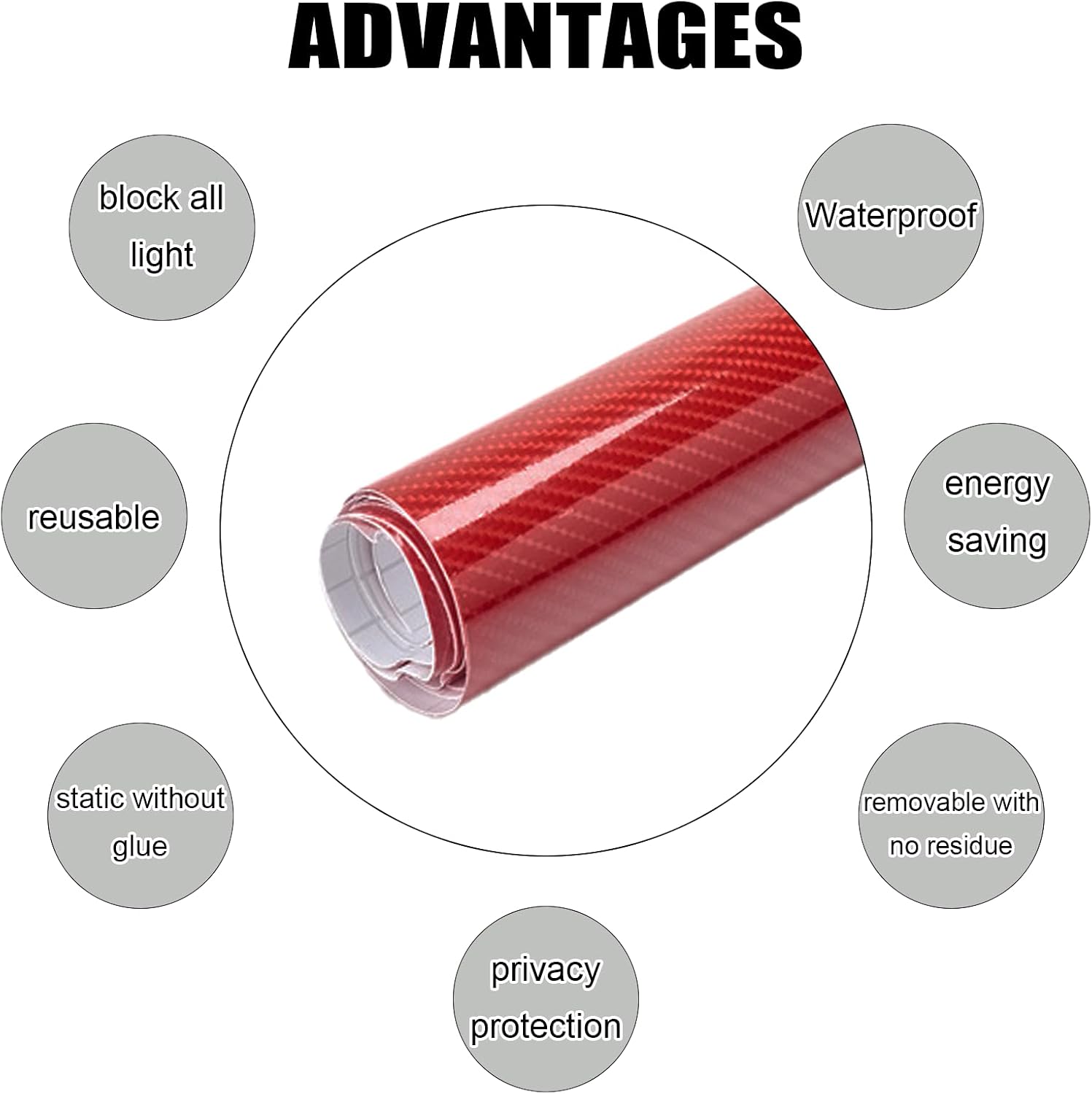 6D Glossy Carbon Fiber Vinyl Wrap Roll - 1FT x 10FT Self Adhesive Car Wrap Film with No Bubble Air Release Technology - Auto Body Protection Sticker for Car Moto DIY Interior Exterior (Red)