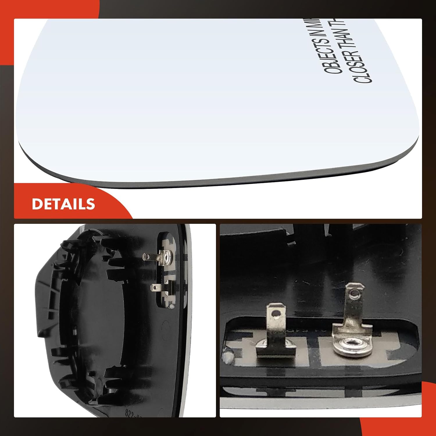 A-Premium Right Passenger Side Heated Mirror Glass with Backing Plate - Compatible with Ford Fiesta 2011-2019 - Exterior Side View Convex Mirror with Spotter Glass
