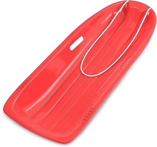 Miniatura 46 de AGPTEK Trineo de nieve duradero de 35/47 pulgadas para niños, niñas y adultos, con asas integradas y cuerda de tracción