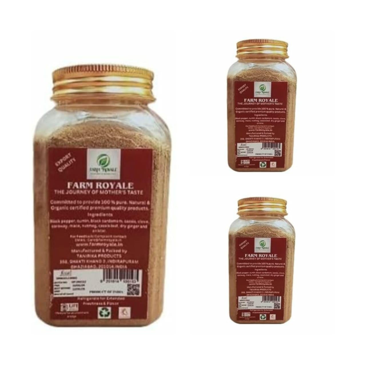 Farm Royale Garam Masala/Hot Spices Powder-1+1+1 combo-(200gm +200gm + 200gm) | - 100% Natural, Pure, and Fresh Culinary Delight/Export Quality