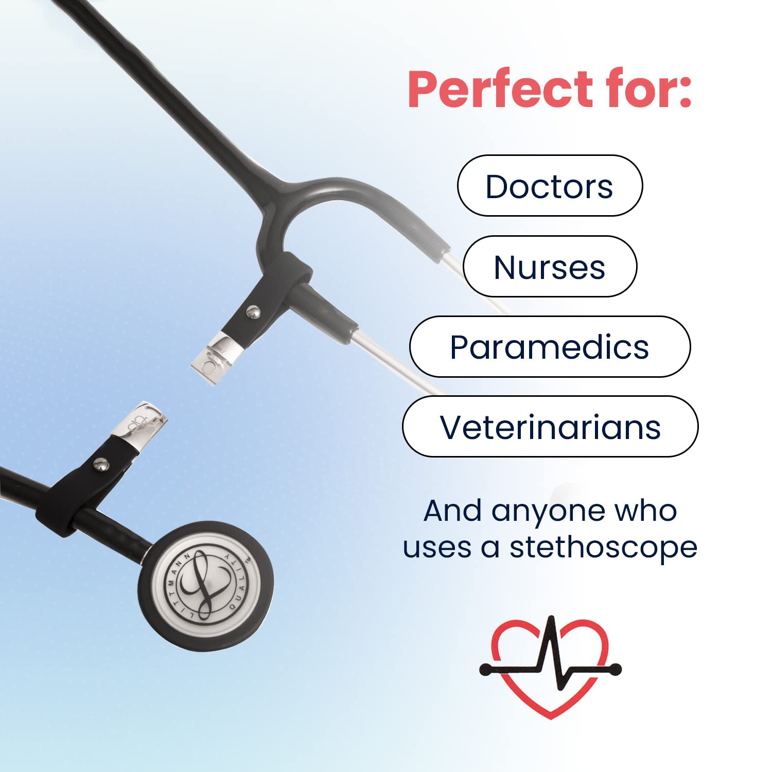 Klips do stetoskopu, stetoskop dla lekarzy, pielęgniarek, studentów medycyny, akcesoria stetoskopowe, akcesoria kompatybilne z 3M Littmann Classic III, Lightweight II S.E i innymi, czarny