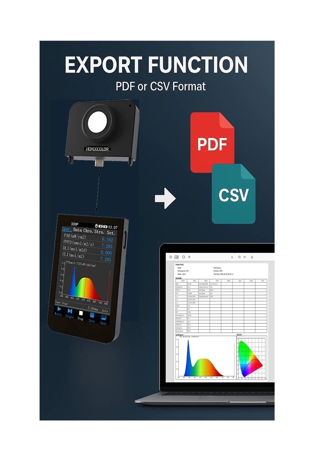 Espectrofotómetro, Espectrómetro Portátil For Luces De Cultivo Interior, Mide El Espectro Completo