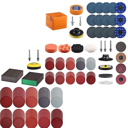 Paquete de discos de lijado de 3 pulgadas para accesorios de lijado de taladro, paquete de 104 y 133 unidades