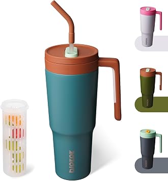 BJPKPK 40 oz Tumbler with Handle, Straw & Lid, Insulated Stainless Steel