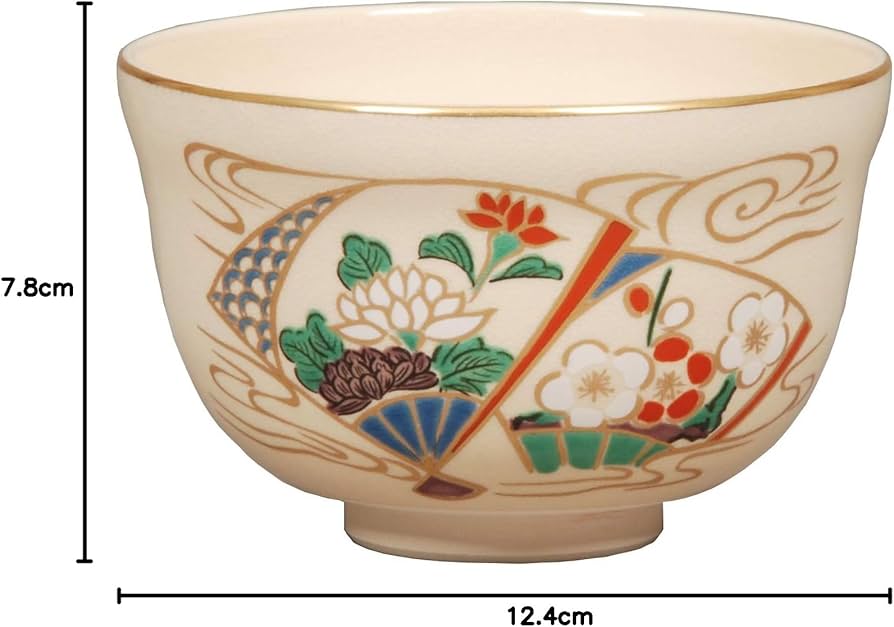 抹茶碗 白 サイズ:直径12.4x高さ7.8cm 仁清 久寿玉 紙箱入