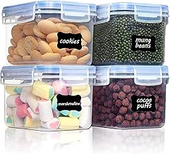 SQINELLI AirTight Container for Kitchen Storage Set Lock & Fresh Plastic Fridge Container and Jars set of 4-0.5L Food grade and BPA free with Lock & Seal Lid Containers Clear (500ml x 4)