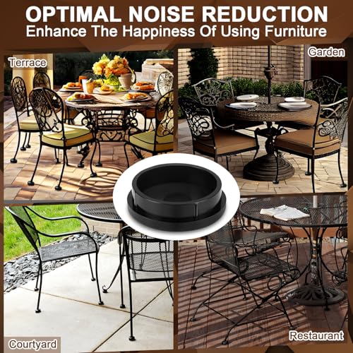 Image of Threehoney 48 Pcs Wrought Iron Patio Furniture Leg Cap 1-1 /4 Chair Feet Cap | Black Heavy Duty Nylon Round Chair Leg Glides Floor Protectors for Outdoor Patio Garden Metal Furniture, Table Feet