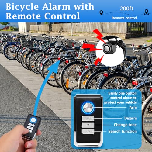 Image of NineLeaf Bike Alarms for Ebikes, Bike Alarm with Remote, 110dB Loud Bicycle Anti Theft Alarm Vibration Motion Sensor System, Bike Alarm USB C Rechargeable for Bicycles Ebike Motorcycle Scooter Car